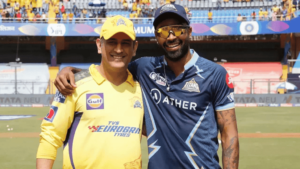 MS Dhoni with Hardik Pandya in TATA IPL 2023 CSK vs GT Match No1