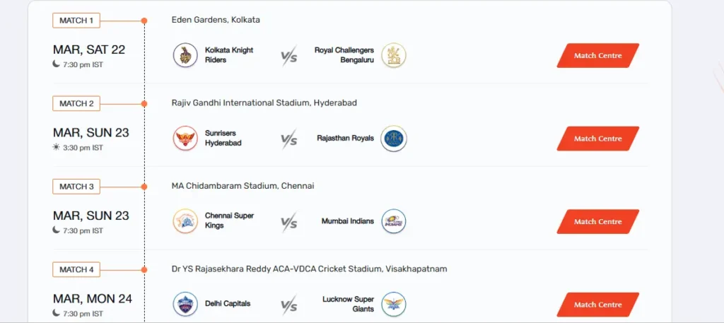 TATA IPL 2025 SEASON SCHEDULE
